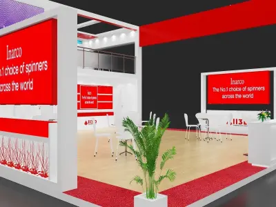 Exhibition Stand Stall Three Side Open 12X9 3D model