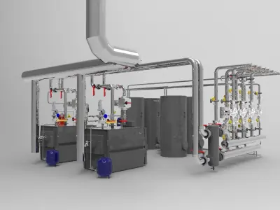 Industrial Boiler Room 3D model buy