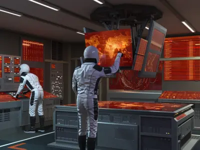 Command Room with Operators Red 3D model