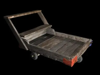 woodcart old wooden cart 3D model