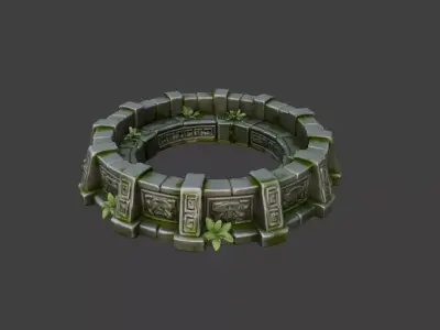 Ancient Stone Ring Ruins Low-poly 3D model
