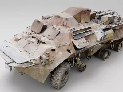 Russian BTR-80 destroyed by Ukrainian army 3D model