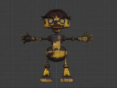 Robot cartoon character Free low-poly 3D model
