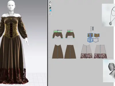 Medieval BaroccoDress 3D model