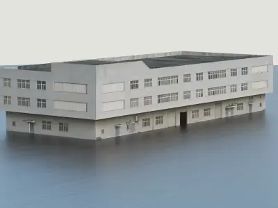 Industrial factory building Low-poly 3D model purchase