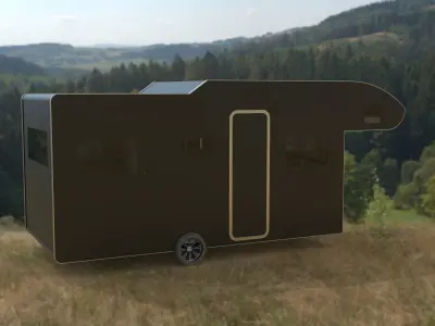 caravan mobile home with bedroom and bathroom 3D model