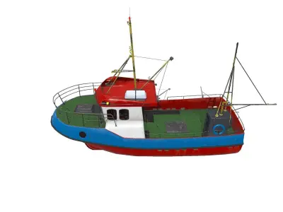 Fishing Boat PBR Low-poly 3D model