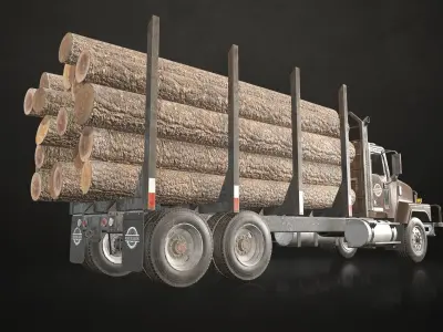 Classic Logging Truck Low-poly 3D model