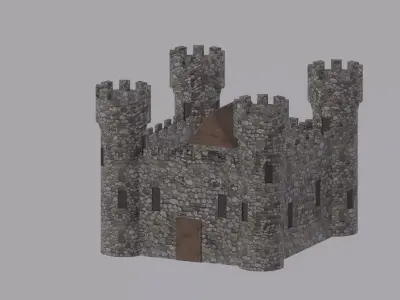 Medieval Castle Low-poly 3D model 2