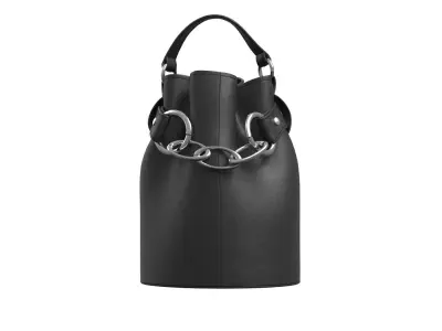Black Leather Bucket Bag 3D model