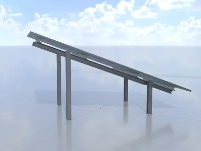 Solar module version 1 width 6500mm tilt angle 20 degrees Low-poly 3D model