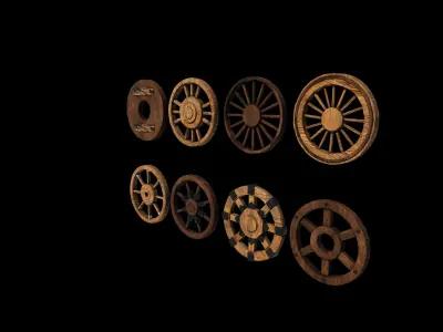 Wooden wheels  3D model
