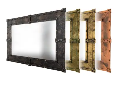 Mirror in the industrial frame 3D model