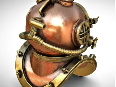 Old underwater hamlet Retro 3D model