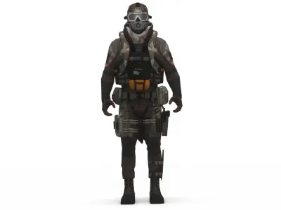 Advanced Fighter Pilot 3D Model Rigged Game Ready  Low-poly 3D model