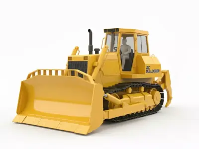 Heavy Construction Tracked Bulldozer Low-poly 3D model