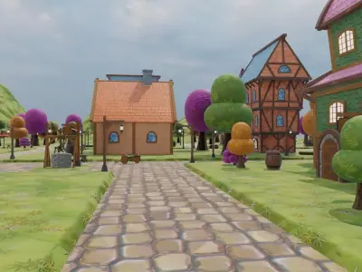 Whimsical Village Scene 3D model