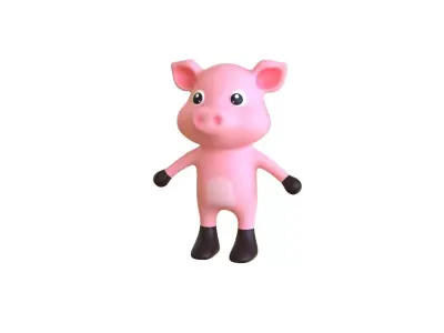 High-Quality 3D Cute Pig for Games Low-poly 3D model