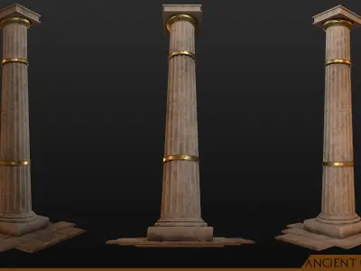 Ancient Greek Dorric Pillar and Mettalic Brazier  3D model
