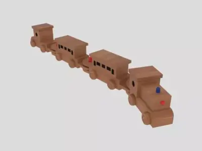 Wooden Toy Train Low-poly 3D model purchase