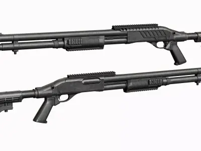 Remington 870 Shotgun Assault Modular Tactical Low-poly 3D model