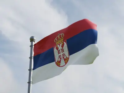 Animated Serbia Flags 3D model