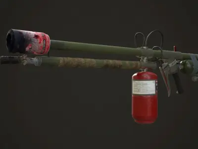 Flamethrower fire extinguisher Low-poly 3D model purchase