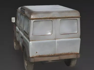 Realistic Abandoned Battle-Damaged Off-Road SUV 3D Model Low-poly 3D model