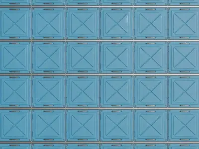 Blue Sci-Fi Padded Metal Plate PBR Seamless Texture