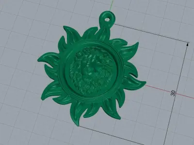 lion pendant 3D print model 6