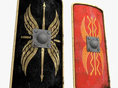Roman Shield Legionary Scutum Game Ready Low Poly Low-poly 3D model
