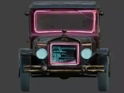 20th Century Cyberpunk Brass Era Car 3D Model Low-poly 3D model