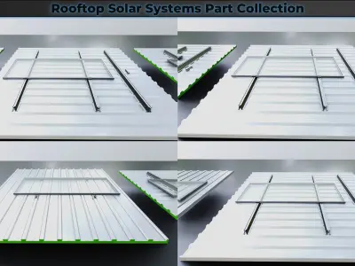 Rooftop Solar Systems Part Collection 3D model
