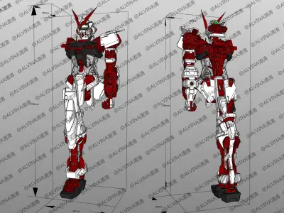 Gundam Astray Red Frame KAI Pepakura Foam Cosplay Template Low-poly 3D model
