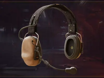 Tactical Headphone Low-poly 3D model purchase