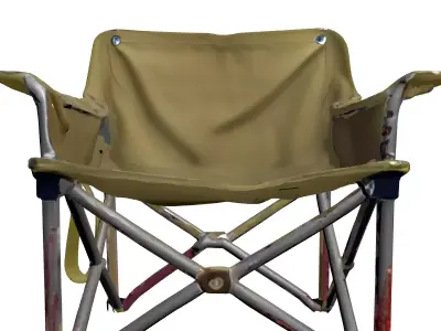 Distressed Foldable Camping Chair Low-poly 3D model