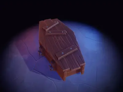 Stylized Coffin Low-poly 3D model purchase