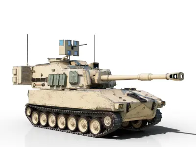 3 coatings of USA ARMY M109A6 Paladin 155mm SP Howitzer Low-poly 3D model