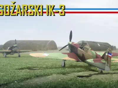IK-3 Rogozarski  1940s Yugoslavian Fighter Low-poly 3D model