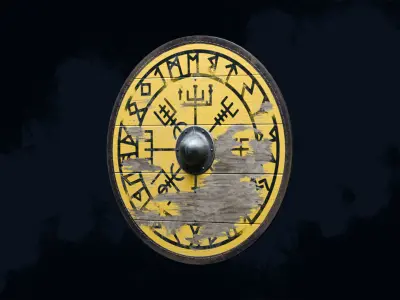 Viking shield 5 - War-Torn Low-poly 3D model