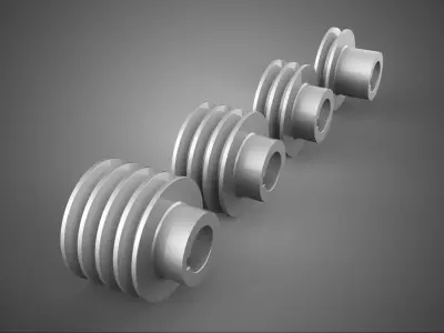 COLLECTION STANDARD PULLEY SHEAVE TRACK WHEEL DRIVE MULTI GROOVE 3D model