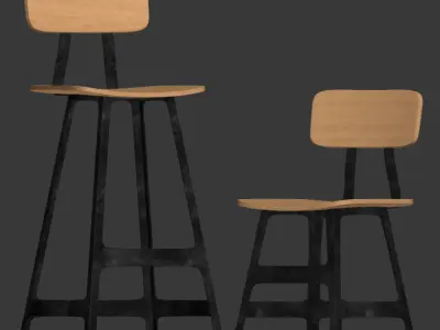 Yardbird Dinning Chair and Barstool 3D model