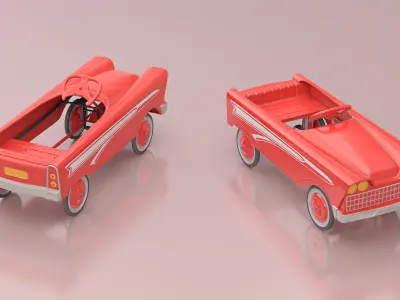 Old Retro Murray Pedal Car Red 3D model