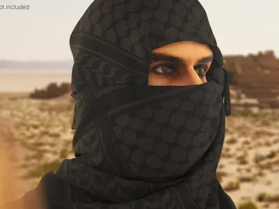  Tactical Keffiyeh Head and Face Wrap Black 