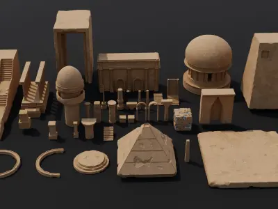 Ancient Temple 2 Low-poly 3D model
