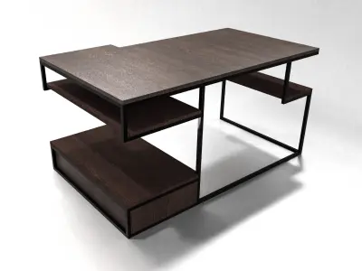JOHN CARPENTER INDUSTRIAL WOOD OFFICE CABINET DESK  Low-poly 3D model