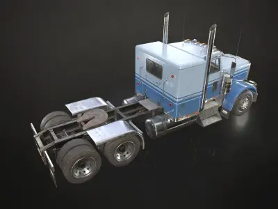 Flat Top Semi Truck Low-poly 3D model