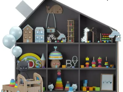 beares and toy shelves  Low-poly 3D model