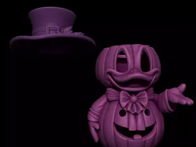 Halloween Donald Duck Pumpkin - Decor and Carved Versions  Free 3D print model
