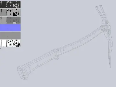Ice axe Low-poly 3D model